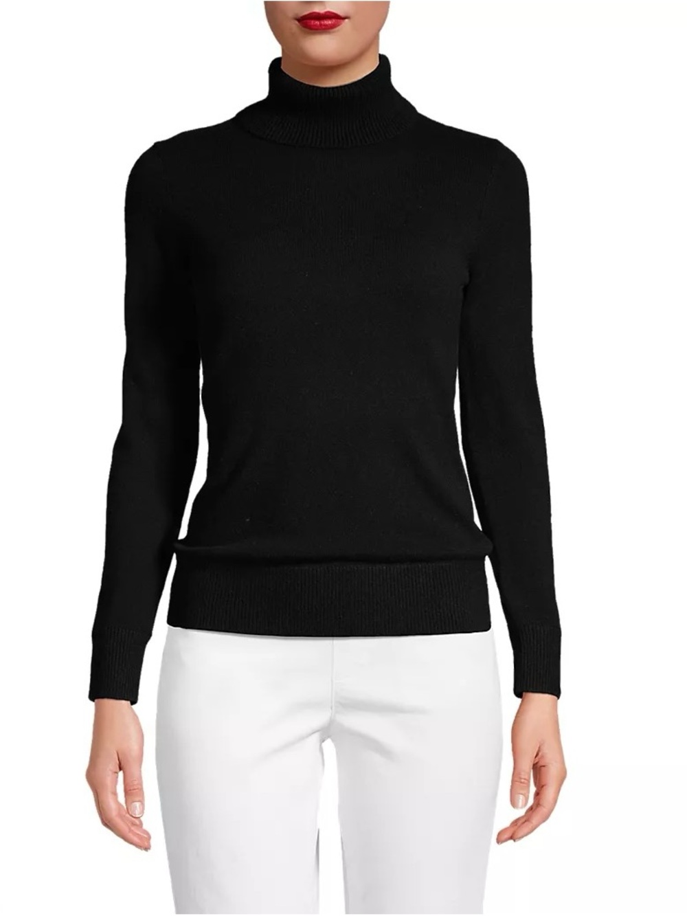 Lands' End Cashmere Black Turtleneck Sweater